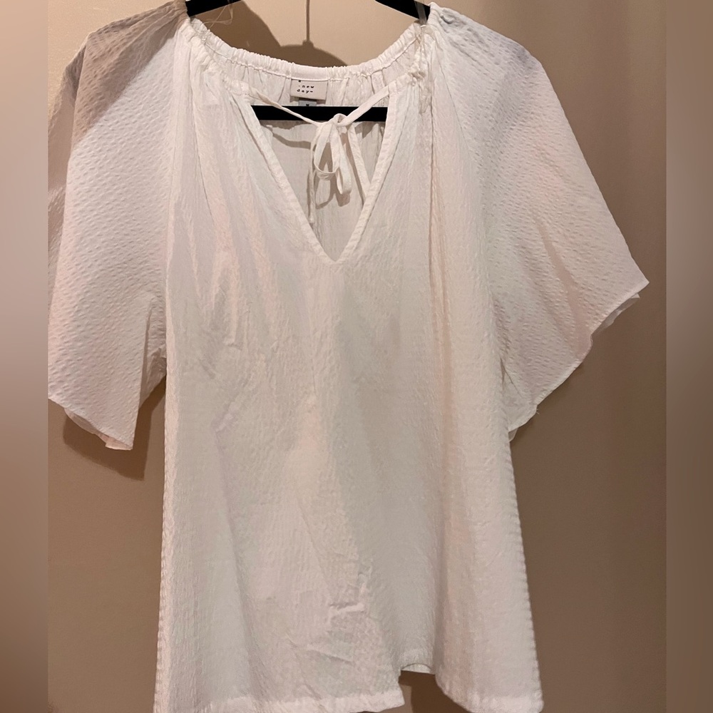 A new day white V neck blouse